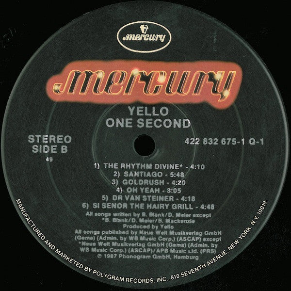 Yello : One Second (LP, Album, 49 )