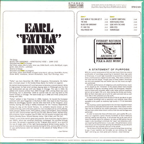 Earl "Fatha" Hines* : Earl "Fatha" Hines (LP, Album)