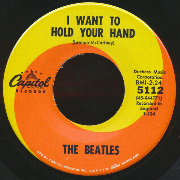 The Beatles : I Want To Hold Your Hand / I Saw Her Standing There (7", Single, Scr)