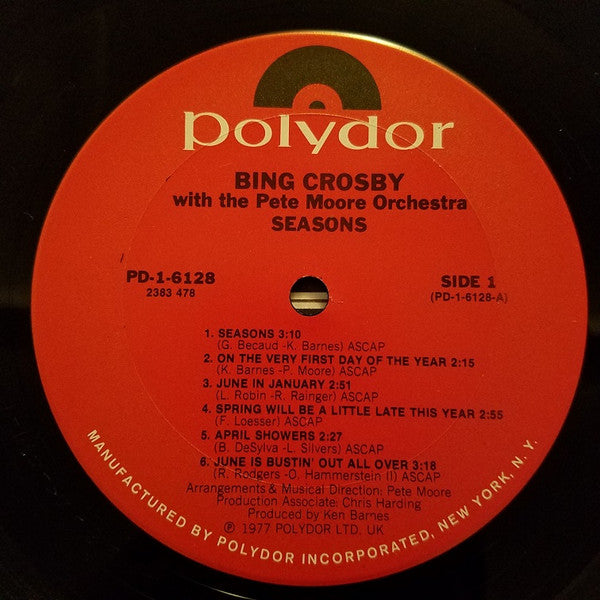 Bing Crosby With The Pete Moore Orchestra* : Seasons (LP, Album, Gat)