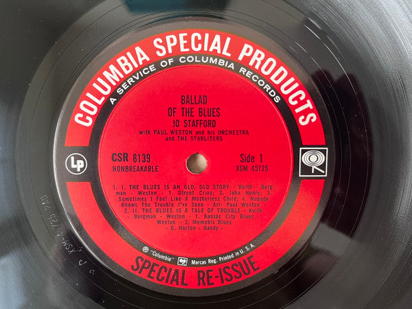 Jo Stafford With Paul Weston And His Orchestra And The Starlighters : Ballad Of The Blues (LP, Album, RE, Ter)