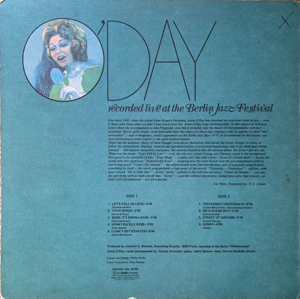 Anita O'Day : Anita O'Day Recorded Live At The Berlin Jazz Festival (LP)