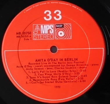 Anita O'Day : Anita O'Day Recorded Live At The Berlin Jazz Festival (LP)