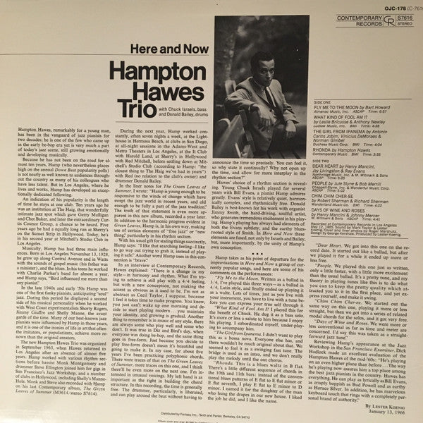 Hampton Hawes Trio : Here And Now (LP, Album)