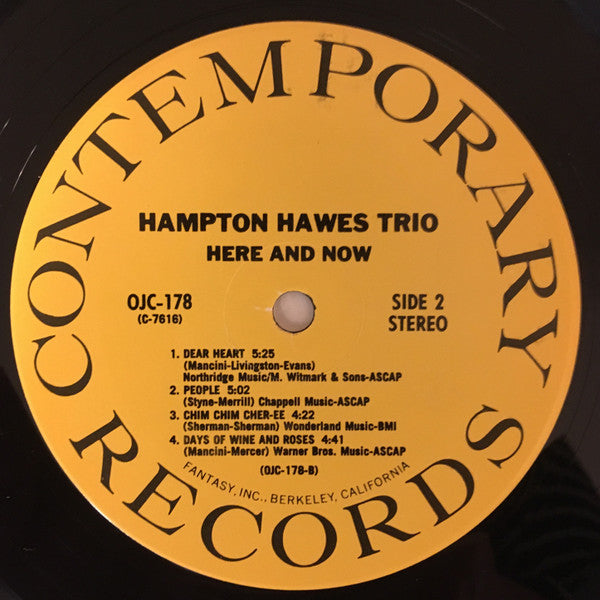 Hampton Hawes Trio : Here And Now (LP, Album)