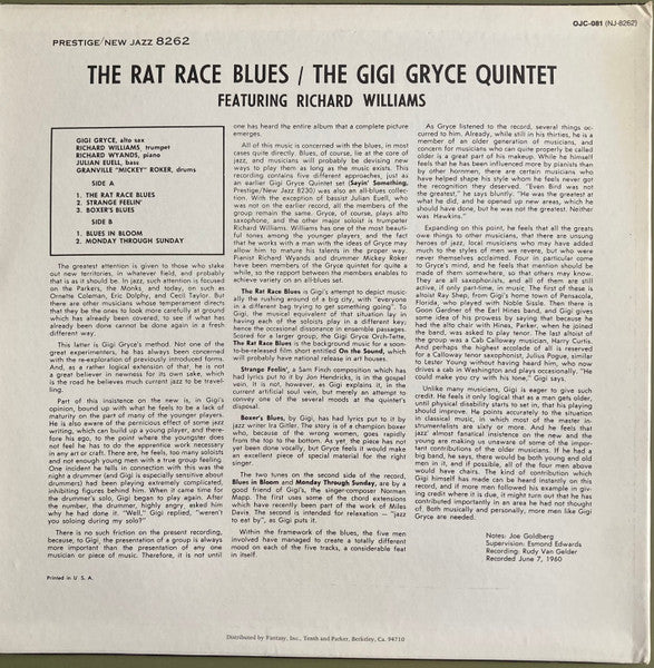 Gigi Gryce Featuring Richard Williams : The Rat Race Blues (LP, Album, RE)