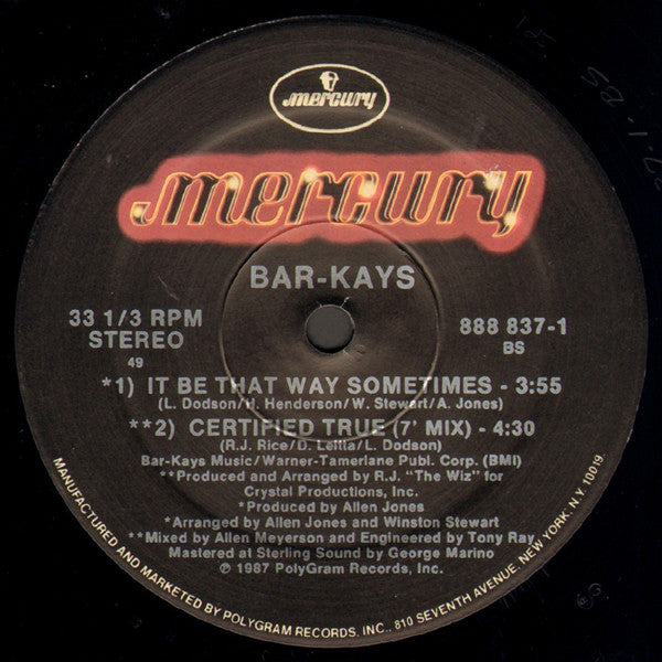Bar-Kays : Certified True (12")