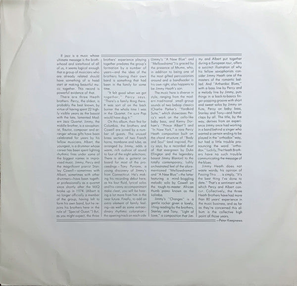 The Heath Bros.* : Passing Thru... (LP, Album, San)