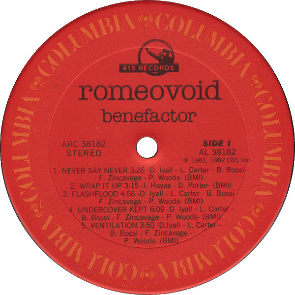 Romeo Void : Benefactor (LP, Album, RE)