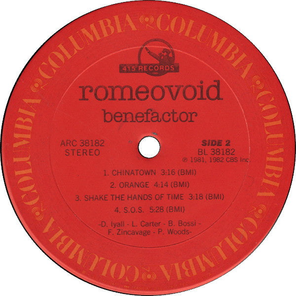Romeo Void : Benefactor (LP, Album, RE)