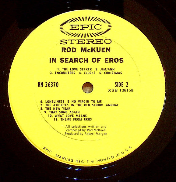 Rod McKuen : In Search Of Eros (LP, Album, Pit)