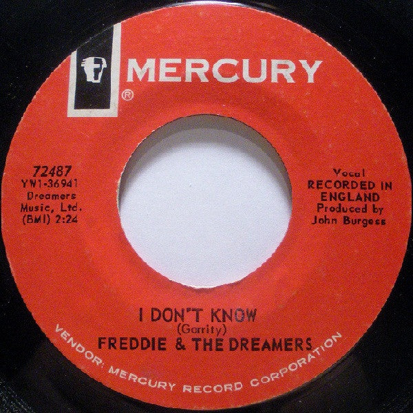 Freddie & The Dreamers : A Windmill In Old Amsterdam / I Don't Know (7", Single)
