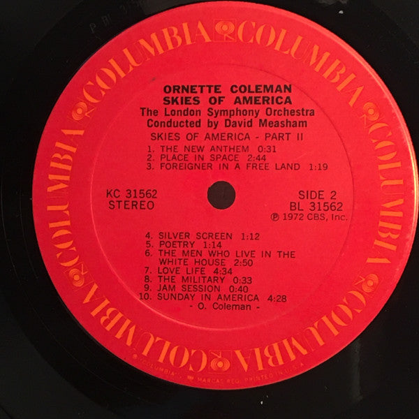 Ornette Coleman, London Symphony Orchestra Conducted By David Measham : Skies Of America (LP, Album, Ter)