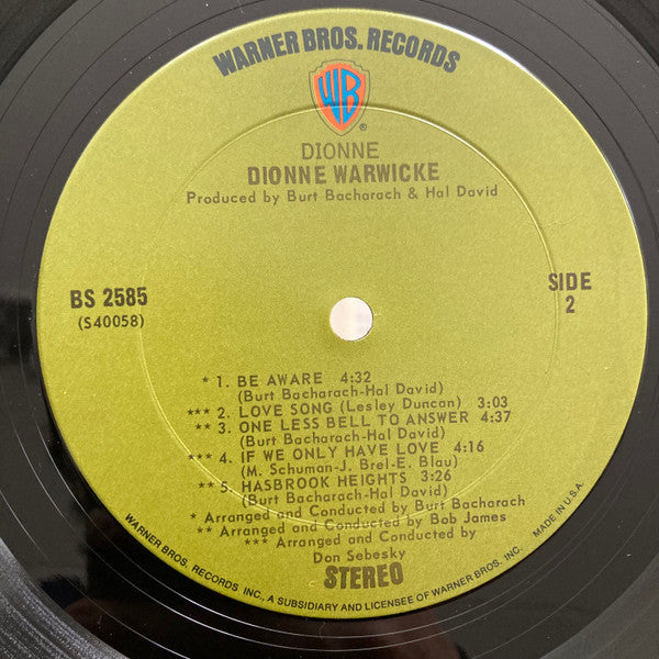Dionne Warwicke* : Dionne (LP, Album, Pit)