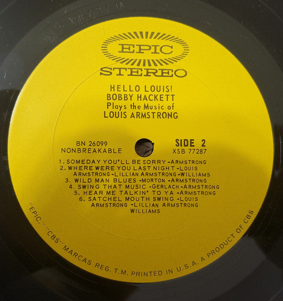 Bobby Hackett : Hello Louis! - Plays The Music Of Louis Armstrong (LP, Ste)