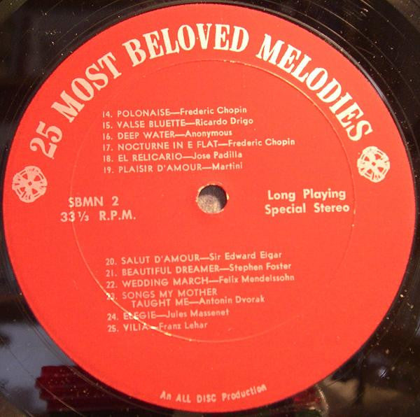 Various : 25 Most Beloved Melodies (LP, Comp)