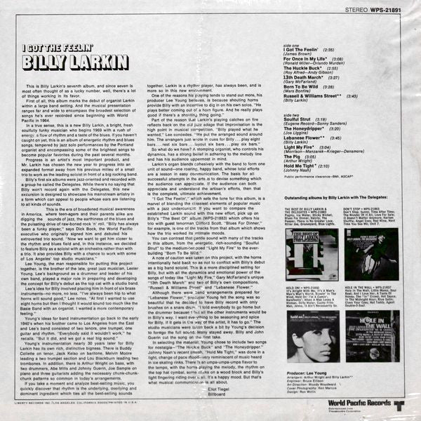Billy Larkin : I Got The Feelin' (LP, Album)