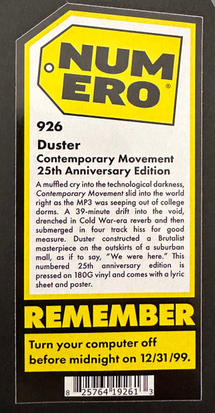 Duster (2) : Contemporary Movement (LP, Album, Num, RE)