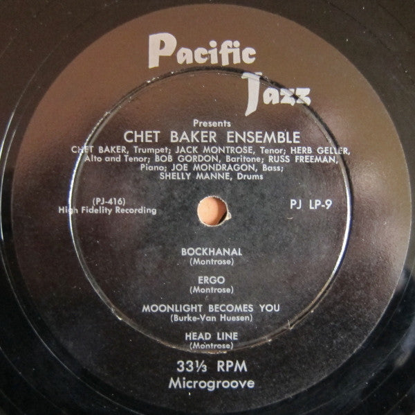 Chet Baker Ensemble : Chet Baker Ensemble (10", Album, Mono)
