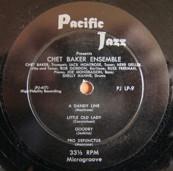 Chet Baker Ensemble : Chet Baker Ensemble (10", Album, Mono)