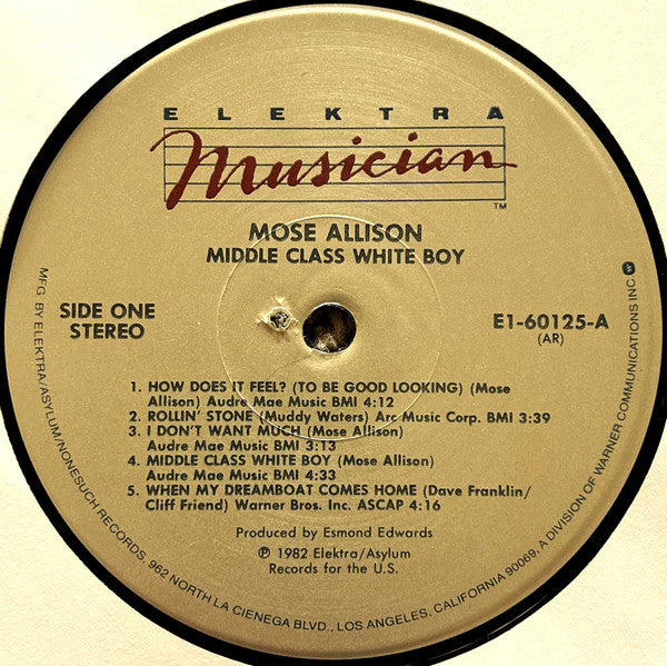 Mose Allison With Joe Farrell And Phil Upchurch : Middle Class White Boy (LP, Album, All)