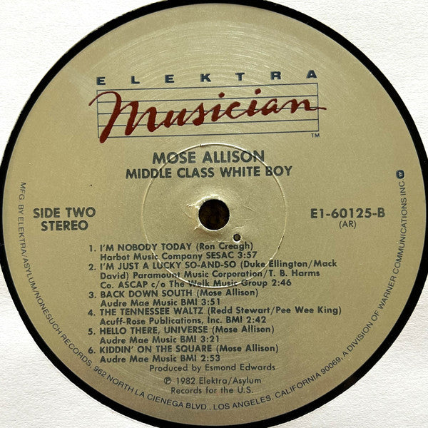 Mose Allison With Joe Farrell And Phil Upchurch : Middle Class White Boy (LP, Album, All)