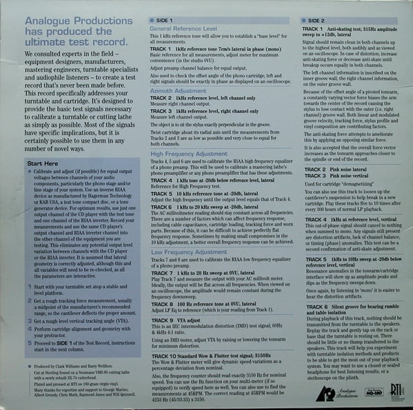 Analogue Productions : Ultimate Analogue Test LP (LP, 180)