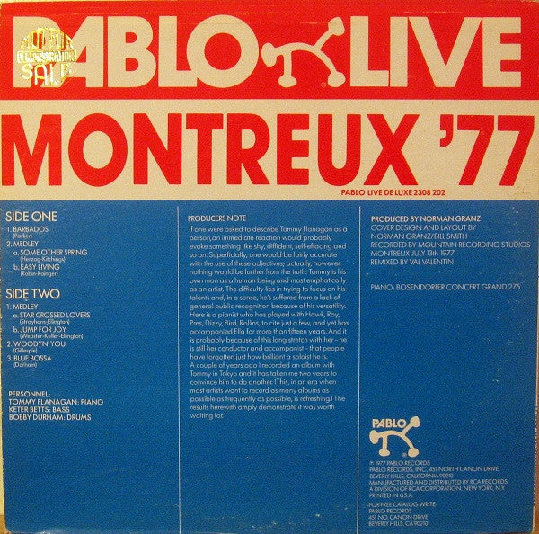 Tommy Flanagan 3* : Montreux '77 (LP, Album, Ind)