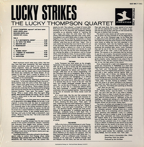 The Lucky Thompson Quartet : Lucky Strikes (LP, Album, RE)
