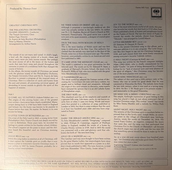 The Philadelphia Orchestra, Ormandy*, The Temple University Choir*, Robert Page : Greatest Christmas Hits (LP, Comp, RE, Car)