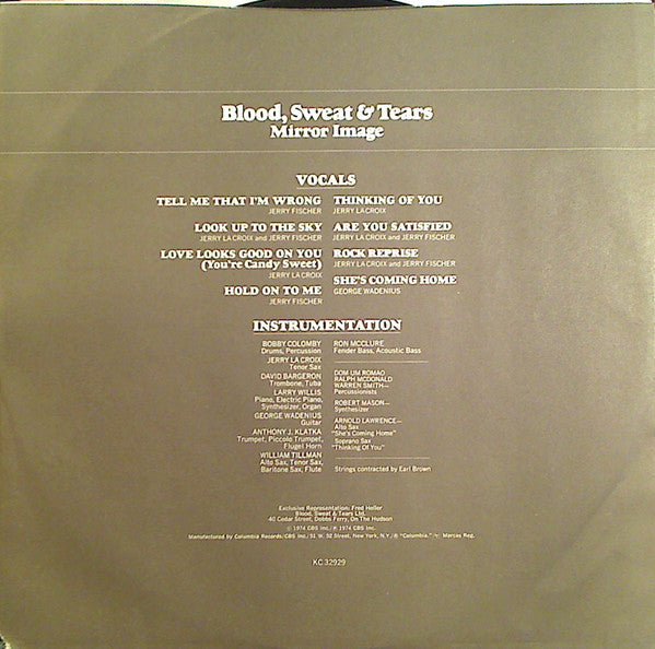 Blood, Sweat & Tears* : Mirror Image (LP, Album, Quad, Pit)
