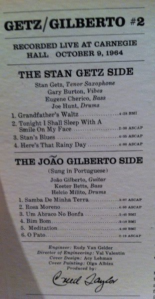Stan Getz - João Gilberto : Getz/Gilberto #2 (LP, Album, Gat)