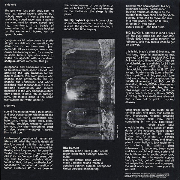 Big Black : Racer-X (12", EP, RE)