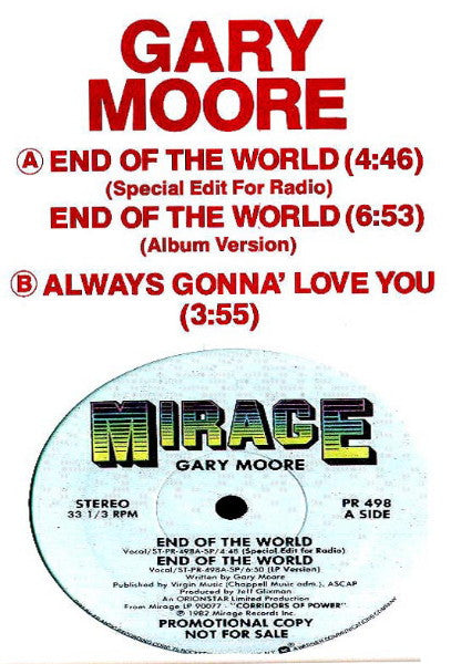 Gary Moore : End Of The World (12", Single, Promo)