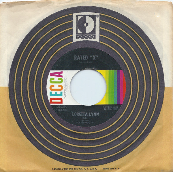 Loretta Lynn : Rated "X" (7", Single, Pin)