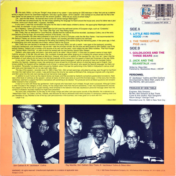 Al Jazzbeaux Collins* & Slim Gaillard : Steve Allen's Hip Fables (LP, Album)