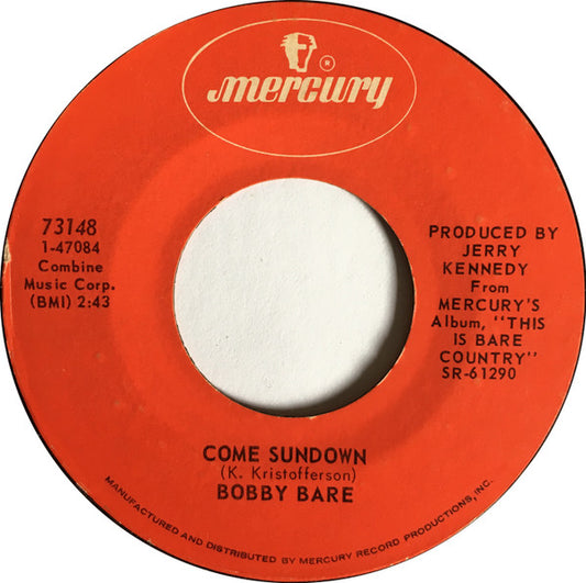 Bobby Bare : Come Sundown / Woman, You Have Been A Friend To Me (7", Single, Styrene)