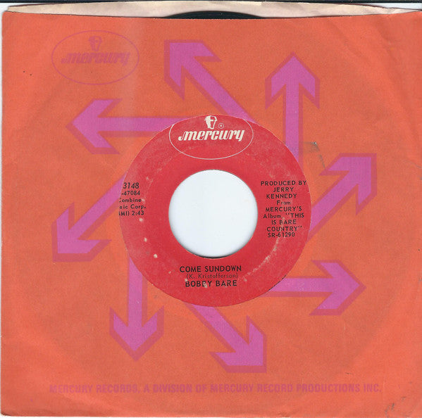 Bobby Bare : Come Sundown / Woman, You Have Been A Friend To Me (7", Single, Styrene)