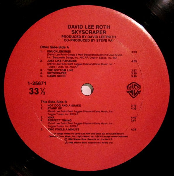 David Lee Roth : Skyscraper (LP, Album, Club, Car)