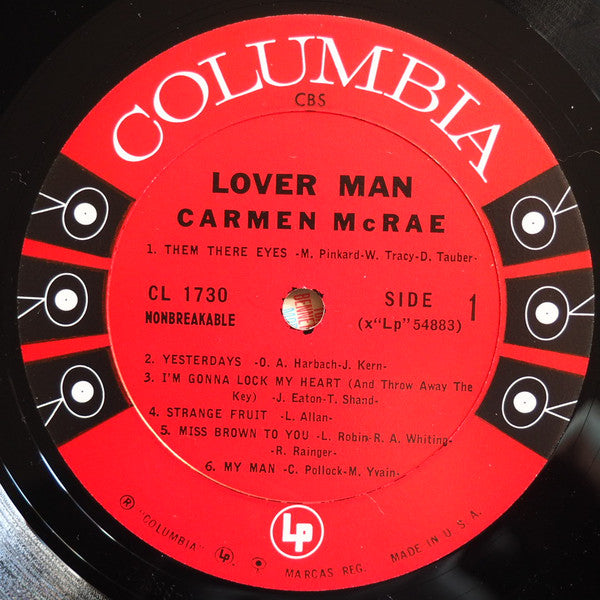 Carmen McRae : Sings Lover Man And Other Billie Holiday Classics (LP, Album, Mono)