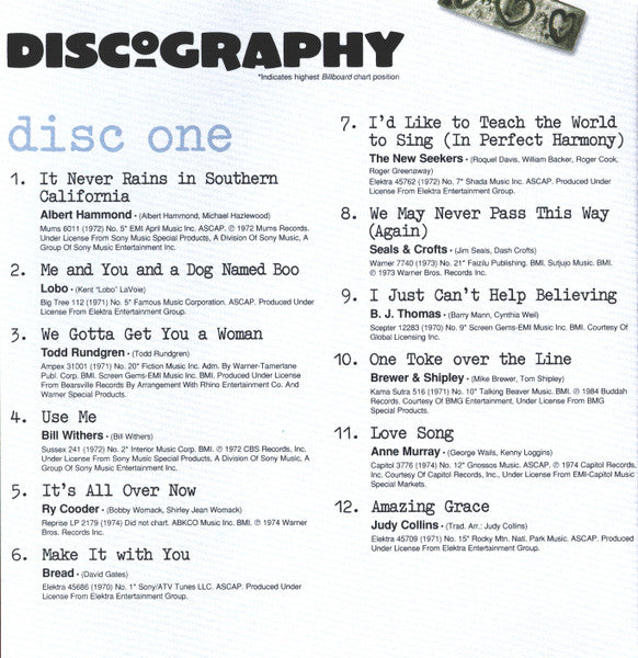 Various : Singers And Songwriters 1970-1974 (2xCD, Comp)