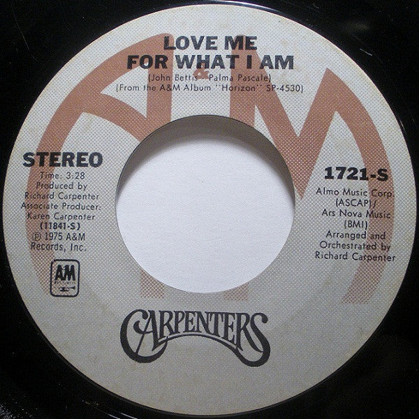 Carpenters : Solitaire (7", Single, Styrene, Pit)