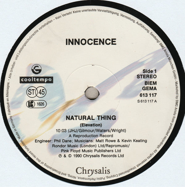 Innocence : Natural Thing (12", Maxi)