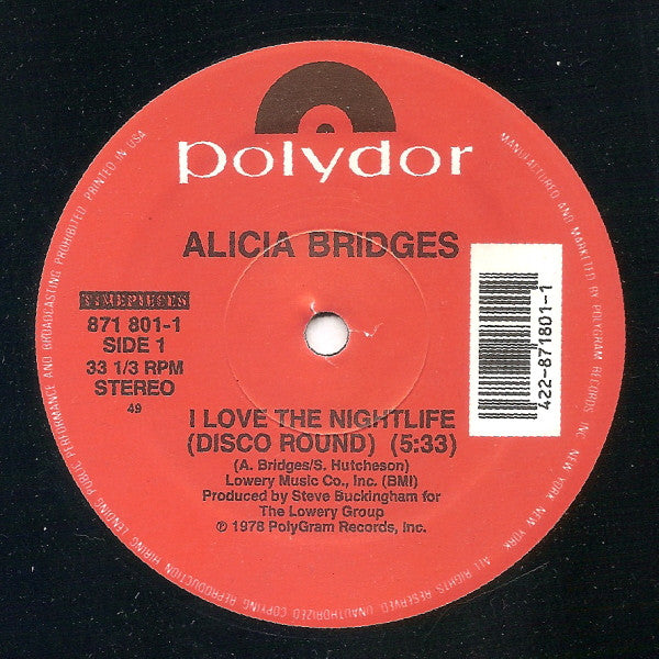Alicia Bridges : I Love The Nightlife (Disco 'Round) / Body Heat (12", RE)