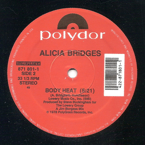 Alicia Bridges : I Love The Nightlife (Disco 'Round) / Body Heat (12", RE)