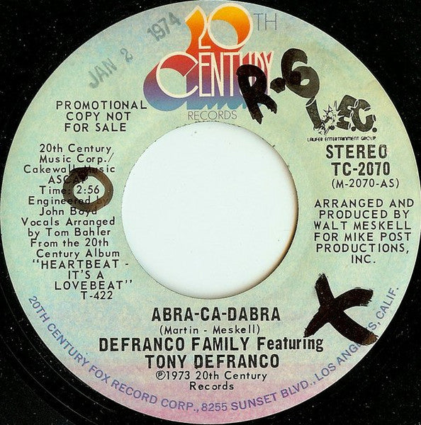 The DeFranco Family Featuring Tony DeFranco : Abra-Ca-Dabra (7", Promo)