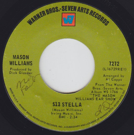 Mason Williams : Greensleeves / $13 Stella (7", Single, San)