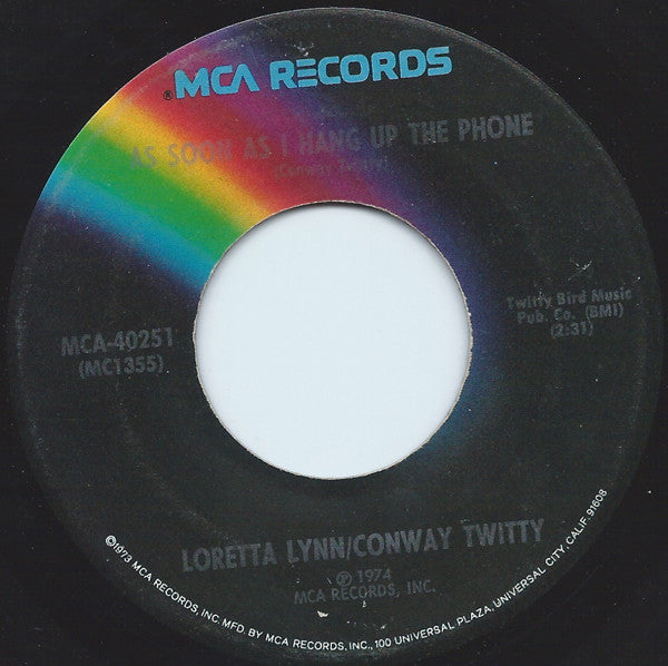 Loretta Lynn / Conway Twitty* : As Soon As I Hang Up The Phone (7", Single, Pin)