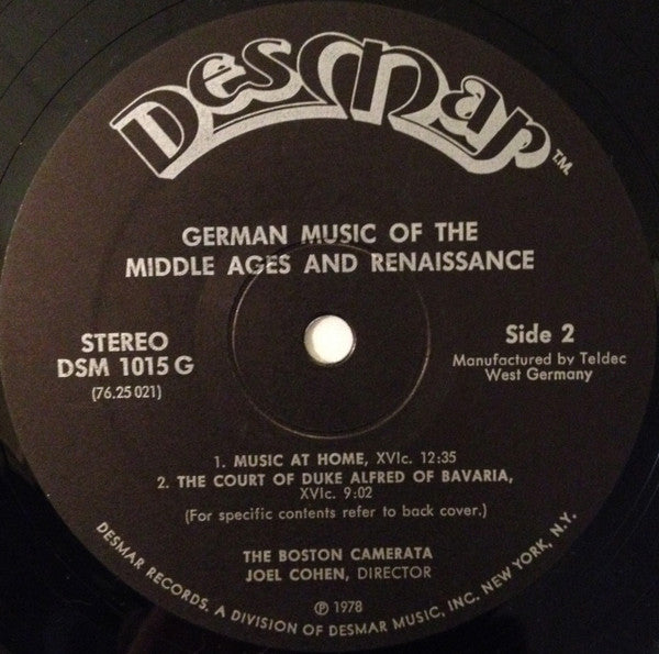 The Boston Camerata*, Joel Cohen (3) : German Music Of The Middle Ages And Renaissance (LP)