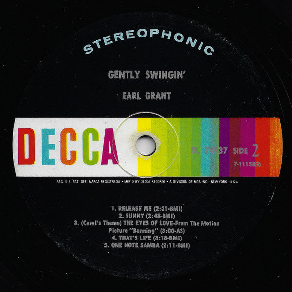Earl Grant : Gently Swingin' (LP, Album)